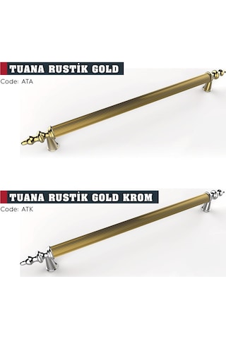 Tuana Rustik Alüminyum Metal Lüks Modern Mobilya Çekmece Mutfak Dolabı Kulpu Altın 224mm Altın-altın