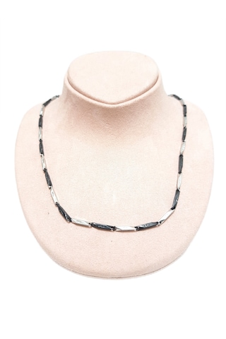 Çelik Kolye Titanyum Melon Motifli Model 0.2 Mm 55 Cm Gümüş Silver Siyah Black Gümüş - Siyah