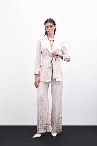 Sateen Bol Paça Pantolon - Bej-135841 Bej