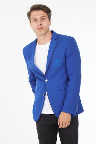 Sposo G-154 Dar Kalıp Örme Kumaş Saks Mavi Erkek Blazer Ceket Saks Mavi