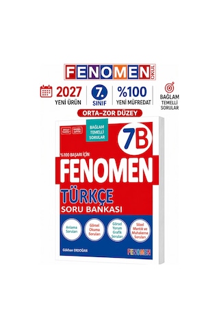 2027 7.sınıf Türkçe B Kolay Orta Seviye %100 Marif Yeni Müfredat Soru Bankası Yeni Ürün