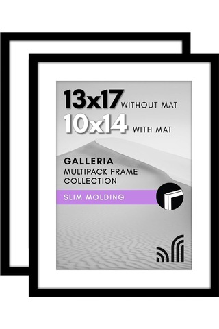 13x17 Poster Çerçevesi 2 İnç Siyah Set - Mat İle 10x14 Resim Çerçevesi Veya 13x17 Mat Olmayan Çerçeve Olarak Kullanın - Yatay Veya Dikey Ekran İçin Pleksiglas Kapaklı Kolaj Resim