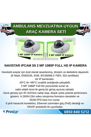 Ambulans Yönetmeliğine Uygun 2 Kameralı 8 Kanal Mobil Nvr 500 Gb Tak Kullan Set