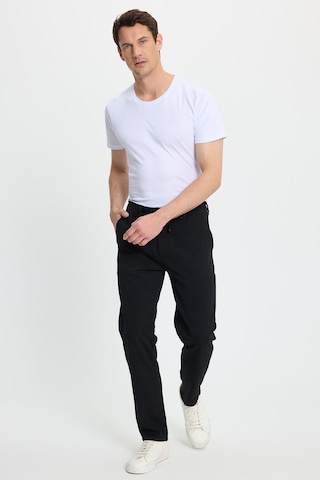 Tudors Erkek Slim Fit Dar Kesim Beli Lastikli Bağcık Detaylı Siyah Pantolon-41665 Siyah