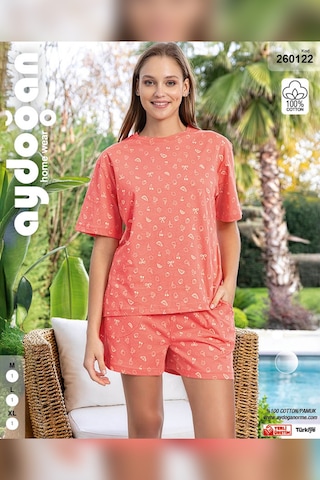 Aydoğan Kadın Mary Şortlu Cotton Mercan Pijama Takımı 0122 Pembe