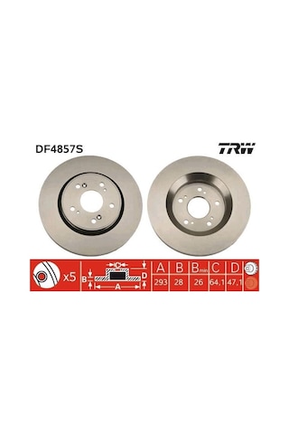 Ön Fren Diski Hava Kanallı Honda Cr-v 2.0l R20a2 Re5 06-12 / 2.2l N22a Ctdi Re6 Dizel 06- / 1.6l N16a2 Re6 İ-dtec Dizel 4x2 13- 293 Çap X 5 Bijon - Adet Disk Fiyatıdır