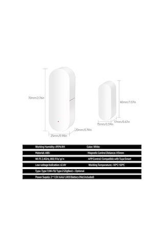 Monyee Ev Güvenliği Wi-fi Pencere Kapı Sensörü, Akıllı Uygulama İle Kontrol, Otomatik Alarm, Beyaz Pil Yok Beyaz