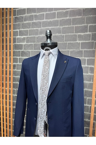 Dupont Classics Dupont Slim Fit Sivri Yaka 6 Drop Çift Yırtmaç Torba Cep 2'li Takım Elbise Lacivert
