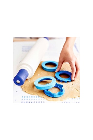 Sihirli Hamur Açma Su Mavisi Merdane Ve Kalıplar Mavi