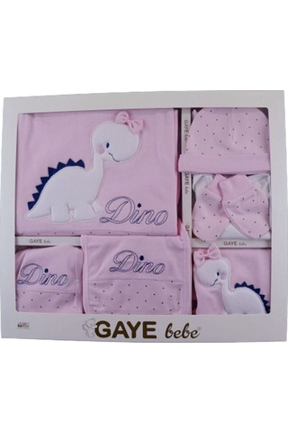 Hastane Çıkışı Dinozorlu Pembe Kutulu 10'lu Açık Bej