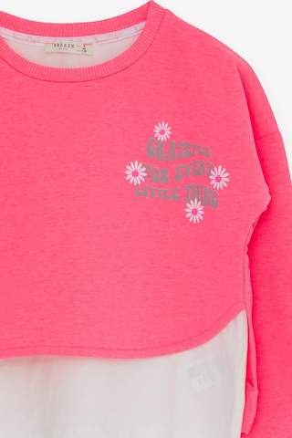 Breeze Kız Çocuk Taytlı Takım Yazı Çiçek Baskılı 8-12 Yaş, Neon Pembe