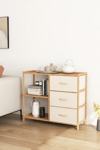 Digithome Bambu 2 Raflı 3 Çekmeceli Dolap Çok Amaçlı Düzenleyici Organizer Şifonyer - B9197 Kahverengi