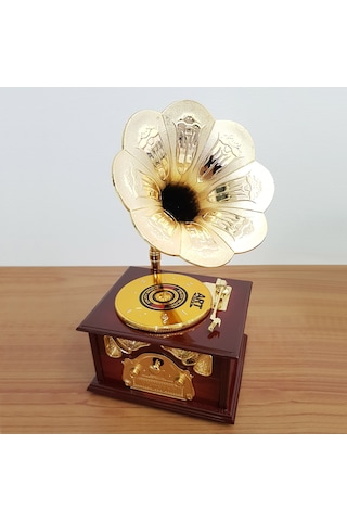 Dekoratif Nostaljik Dönen Plaklı Gramafon Müzik Kutusu hd133