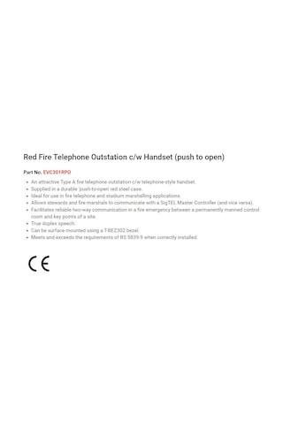 C-TEC EVC301RPO Tip-A İtfaiyeci Telefonu Ünitesi Kırmızı Boyalı Kutulu