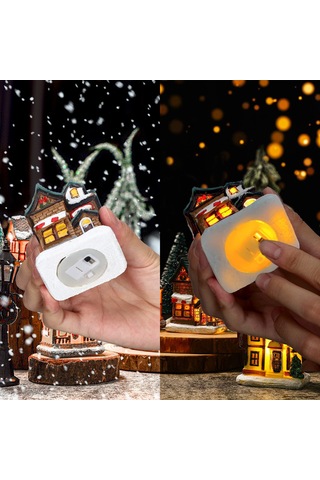 Neevoyu Noel Dekoru Mini Ev Şekli Parlak Led Işıklı Reçine Malzeme E Modeli