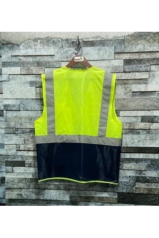 Mühendis Tipi Reflektörlü Çift Renk İkaz Yeleği Sarı-lacivert Diğer