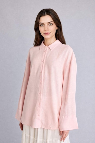 Defacto Regular Fıt Keten Uzun Kollu Pembe Tunik G9215ax26smpn127 Pembe-pn127