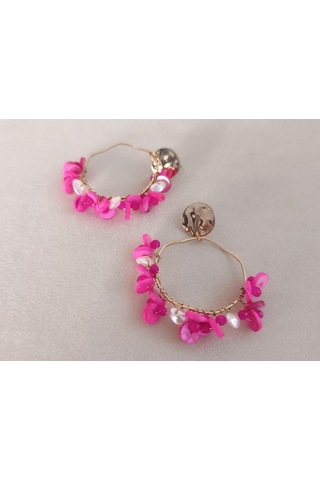 Küpe Otantik Doğal Taş Halka Sallantılı Küpe Nişan Düğün Kadın Takı Hediye Pembe