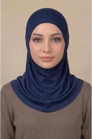 Sonbaharmoda Hazır Türban Pratik Kaymaz Tesettür Eşarp Viskon Likralı Rahat Günlük Ve Namaz İçin Hijab Lacivert