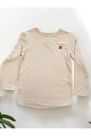 Nanica Kids Erkek Çocuk İnce Yumuşak Dokulu Uzun Kollu T-shirt-14646 Bej