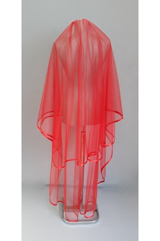 Suzanna Moda Kırmızı Uzun Hayal Tül 1.50cm Boy Saten Biyeli 2 Kat Kına Duvağı