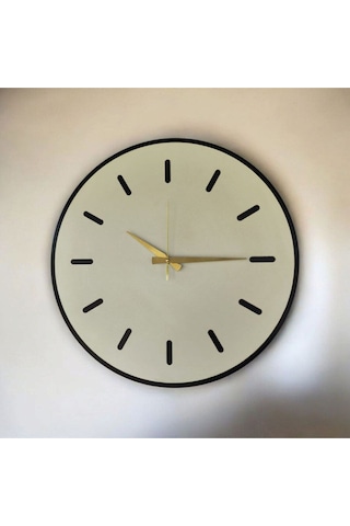 AA Shop Ahşap Beyaz Renk Sade Sayılı Hediyelik Sessiz Duvar Saati 50cm Beyaz