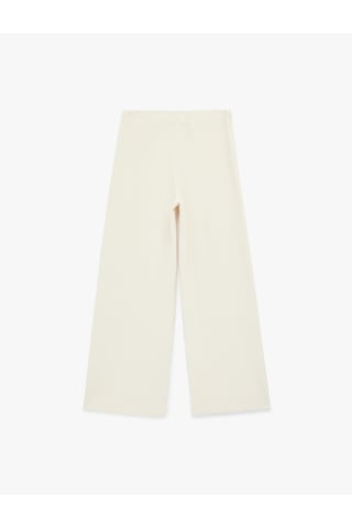 Koton Standart Bel Düz Geniş Paça Pantolon Bej 6wak40158ek Ekru