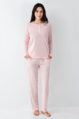 Pierre Cardin 9086 Modal Uzun Kol Kadın Pijama Takımı V1 Pembe