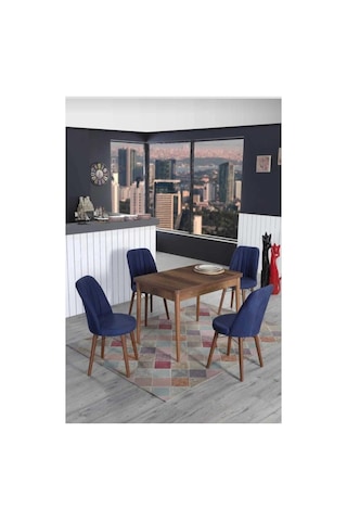 4 Kişilik Sabit Masa Sandalye Takımı 70x110 Cm Mutfak Masası Takımı Yemek Masası Masa Takımı Çok Renkli
