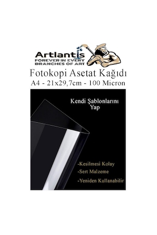 Asetat Kağıdı Pvc A4 25 Adet 100 Micron Fotokopi Asetatı Şeffaf A4 Kağıdı 21x29,7 Projektör Tepegöz Çok Renkli