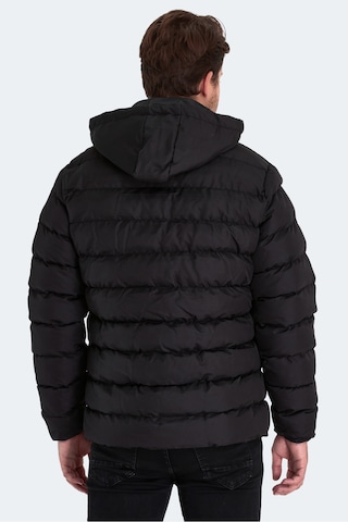 Slazenger Salıne Erkek Kapüşonlu Şişme Siyah Mont & Kaban Siyah