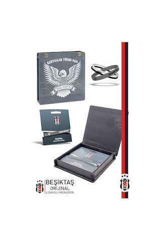 Beşiktaş Siyah Beyaz Silikon Yetişkin Bileklik Kutulu 001