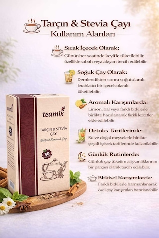 Tarçın Stevia Çayı 60 Gr 30 Süzen Poset