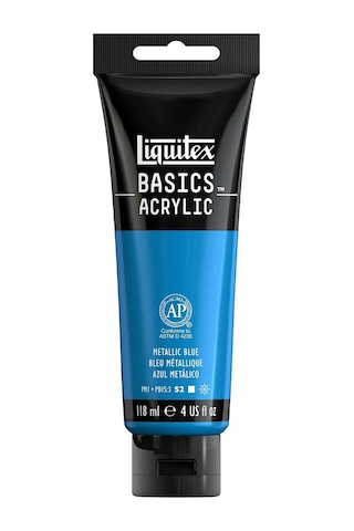 Basıcs Akrilik Boya, 118ml 4oz Tüp, Metalik Mavi Renkli