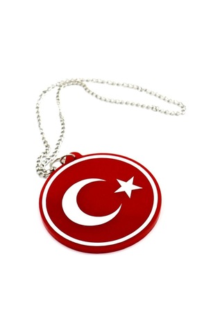 Araba Ayna Süsü Pleksi Çift Taraflı Türk Bayrağı Tasarım - Pleksi Çift Taraflı Türk Bayrağı Zincirli