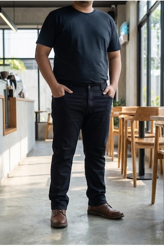 Little Cup Jeans Co Erkek Likralı Esnek Siyah Battal Beden Kot Pantolon