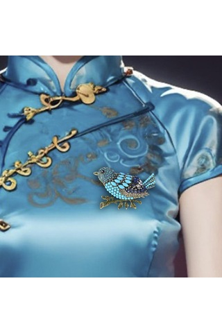 Homyl Düğün Giyim Bayanlar Için Rhinestone Broşlar Dekoratif Mavi