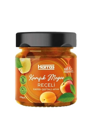 Şeker İlavesiz Karışık Meyve Reçeli 275 G X 2 Adet - %65 Meyve Oranlı Kayısı Şeftali Ayva Karışımı