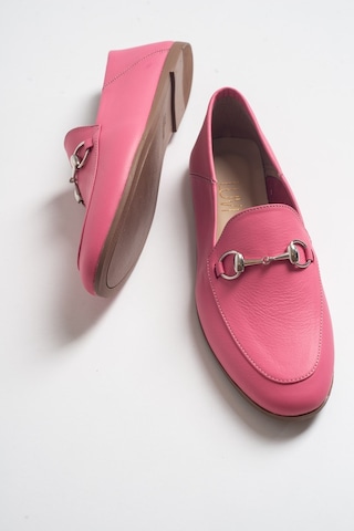 Luvishoes F03 Pembe Cilt Hakiki Deri Babet Pembe