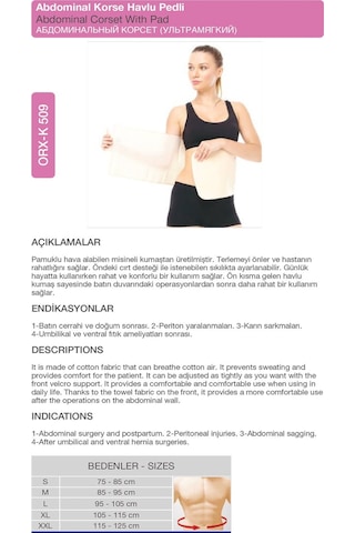 Abdominal Karın Korsesi Havlu Pedli Karın Toparlayıcı Bel Destek Korsesi Orx -k509