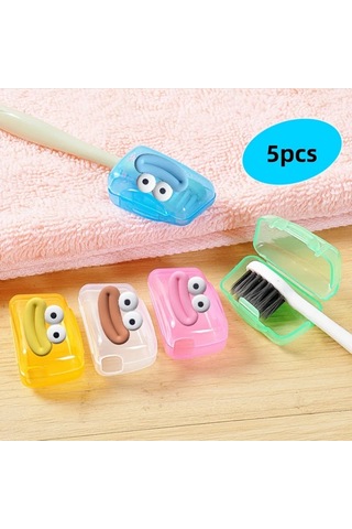 Willowhaven 5 Adet Şeffaf Sosis Ağız Tasarımlı Diş Fırçası Kılıfı - Toz Geçirmez Ve Bakteri Önleyici