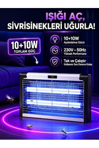 20w Çift Uva Işıklı Elektrikli Sivrisinek Kovucu Sinek Öldürücü Haşere Tuzak Cihazı 001