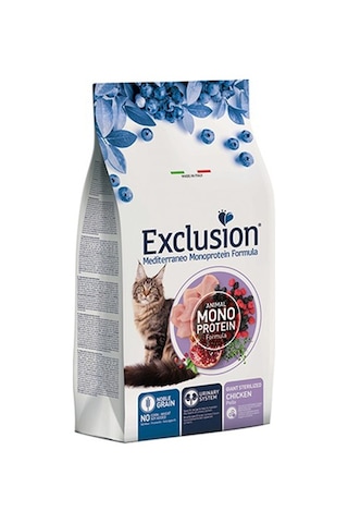 Exclusion Düşük Tahıllı Monoprotein Tavuklu Kısırlaştırılmış Kedi Maması 1500 G