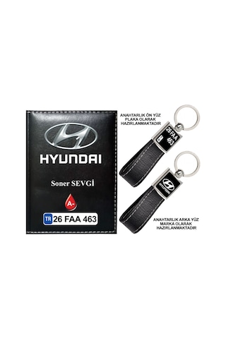 Plakanıza Özel Hyundai Logolu Siyah Ruhsat Kabı Ve Anahtarlık Plakanıza Özel Hyundai Logolu Siyah Ruhsat Kabı Ve Anahtarlık