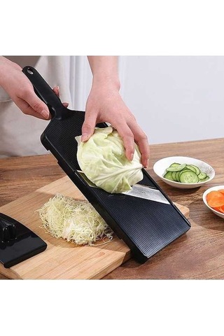 Createtech Japon Lahana Dilimleyici - Paslanmaz Çelik, Taşınabilir Dilimleyici - Çikolata, Peynir İçin Yeşil Siyah