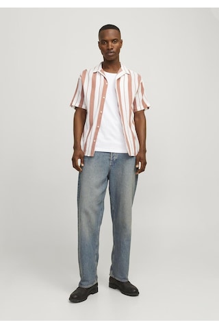 Jack & Jones Erkek Rahat Kesim Çizgili Gömlek - Luke 12255235 Maple Syrup Kiremit