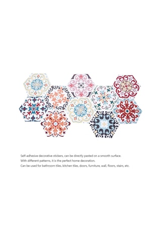 Reedark Pvc Materyal Hexagon Dekoratif Zemin Sticker - Su Geçirmez, Kaymazsız, Otomatik Yapışkan, 10 Adet Paket Diğer