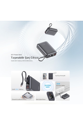 20000mah - 45w Powerbank Siyah - Hızlı Şarj - Taşınabilir Güç Kaynağı - Taşınabilir Şarj Cihazı Siyah