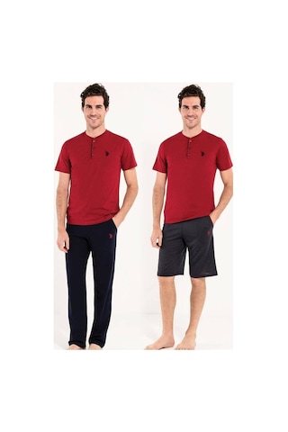 U.S. Polo Assn. U.s. Polo Assn Erkek 3lü Pijama Takımı Bordo 001