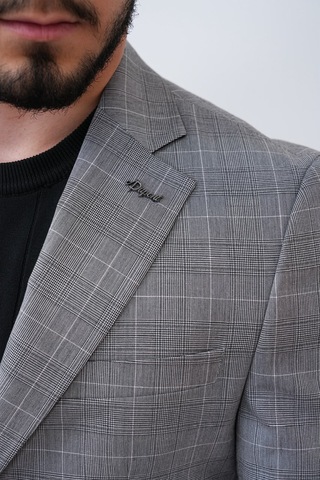Dupont Classics Dupont Slim Fit Mono Yaka 6 Drop Çift Yırtmaç Keten Erkek Blazer Ceket - Nefes Alabilir Hafif Ceket Gri